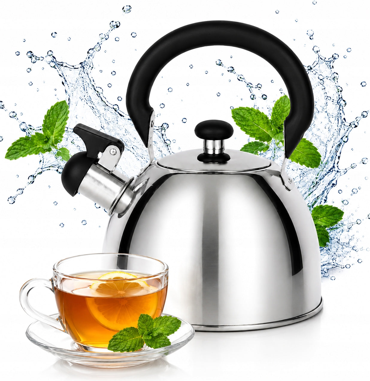 Traditional Kettle with Whistle Rossner 2L Stainless Steel Induction Gas Inox Manufacturer code TW6101 TW6101N