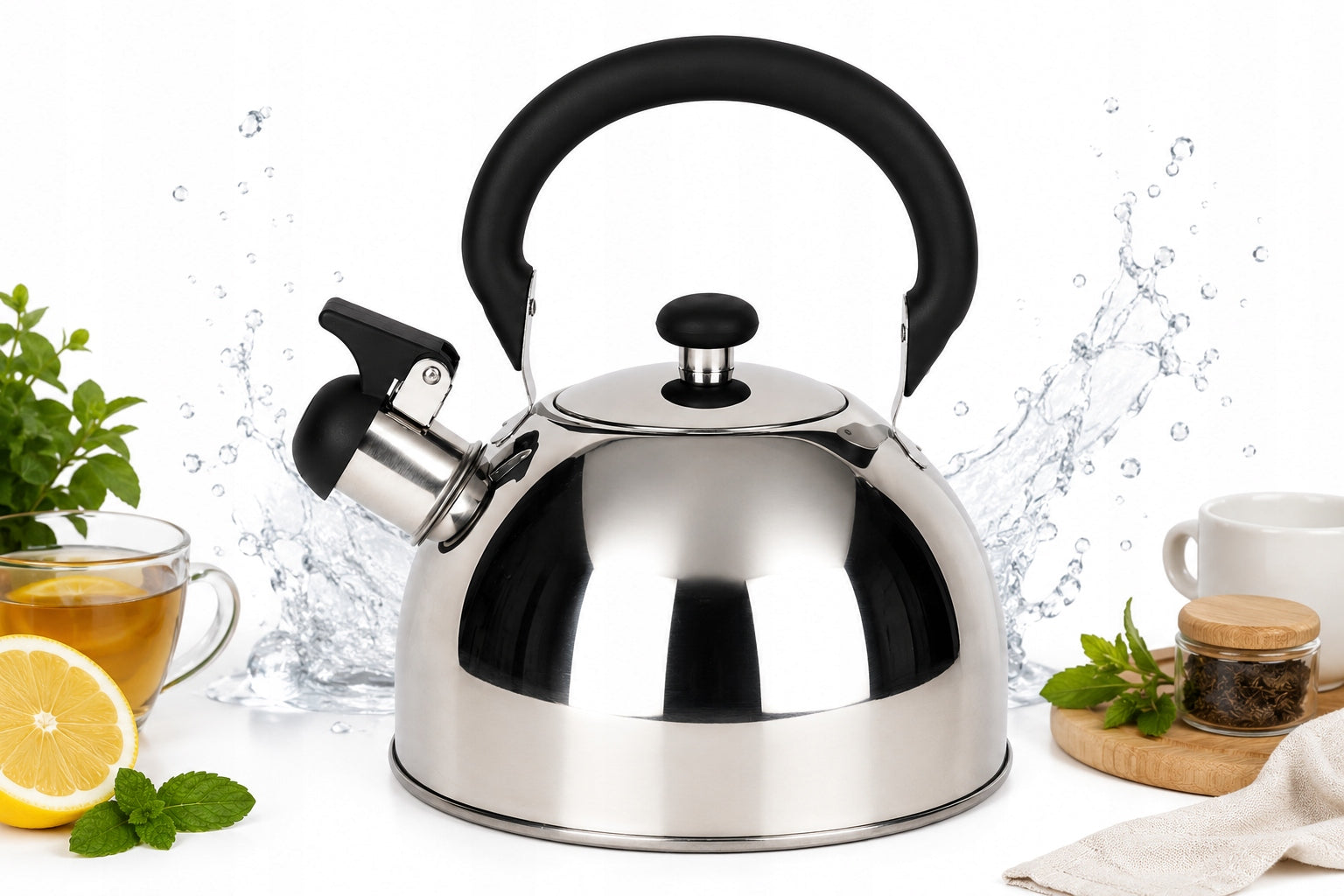 Traditional Kettle with Whistle Rossner 2L Stainless Steel Induction Gas Inox