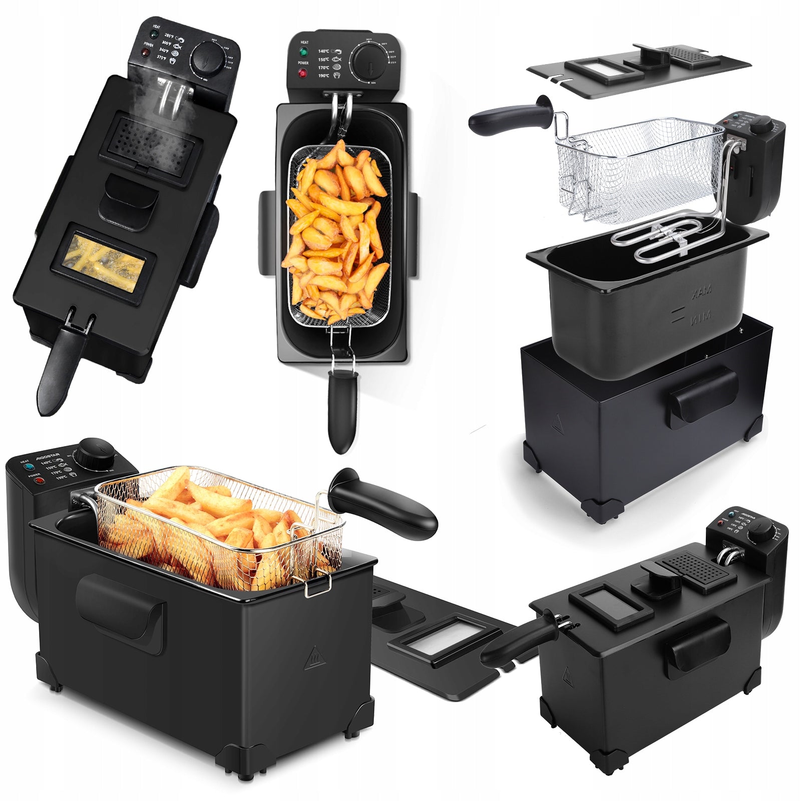 Traditional Oil Fryer Steel Strong 3 l 2200w black Aigostar