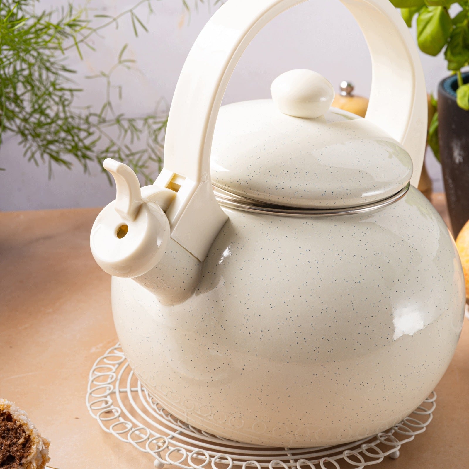 Traditional Steel Kettle ENAMEL Enamel Beige 2 Lit. Induction GAS Manufacturer code KH-2040