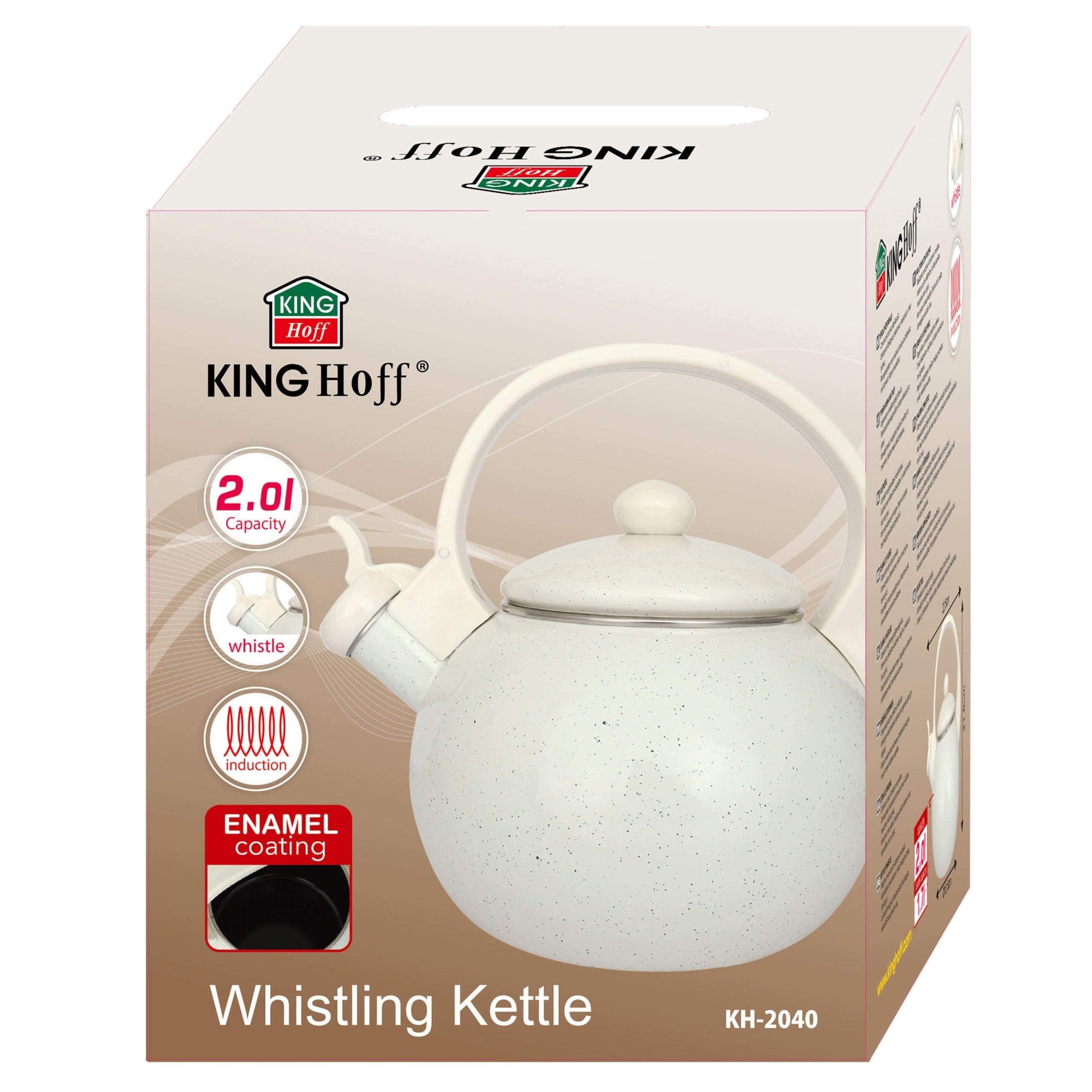 Traditional Steel Kettle ENAMEL Enamel Beige 2 Lit. Induction GAS Packaging status original