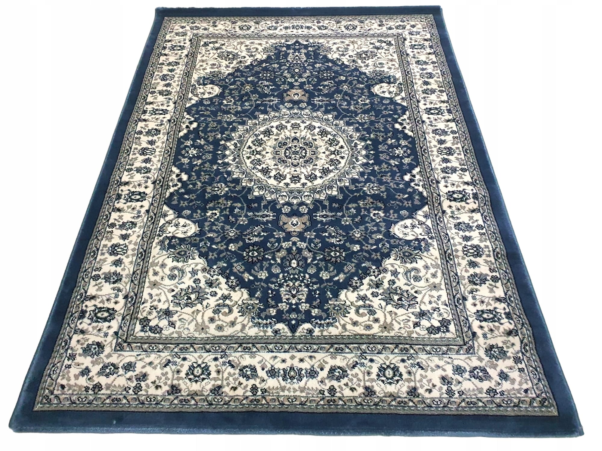 Traditional carpet VENEZIA 140x200 navy blue classic oriental rosette