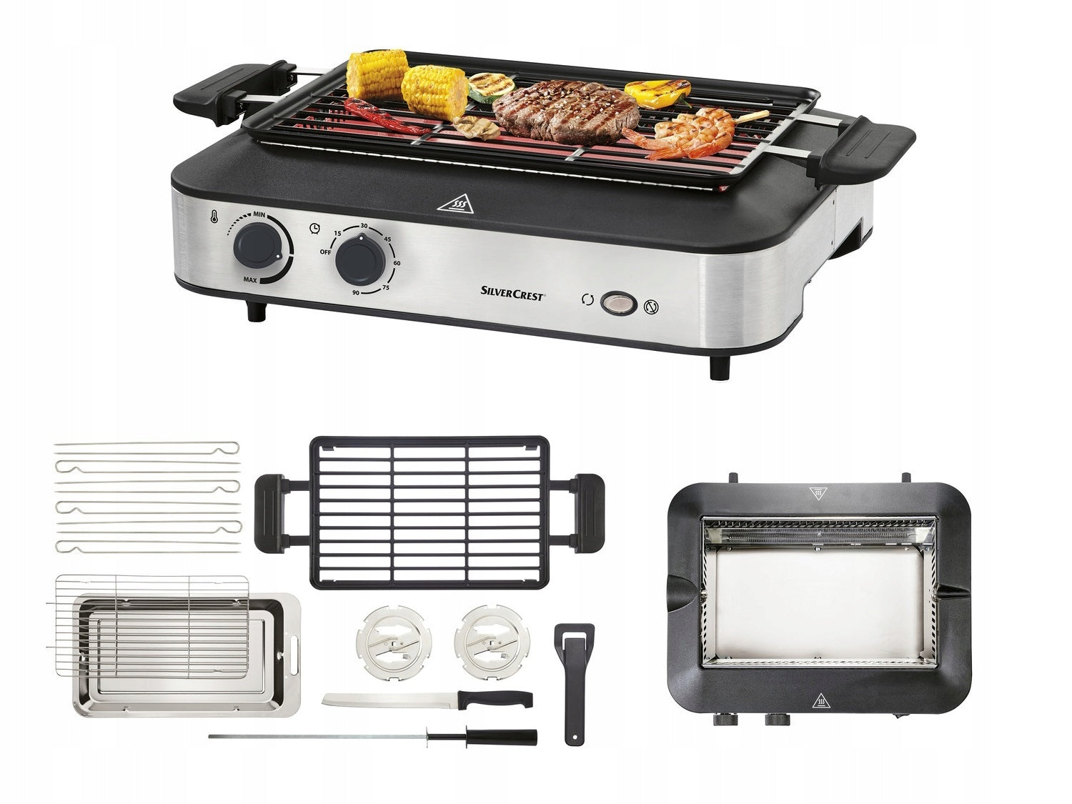 Traditional electric grill SilverCrest SMEG 1600 A1 silver/grey 1600 W