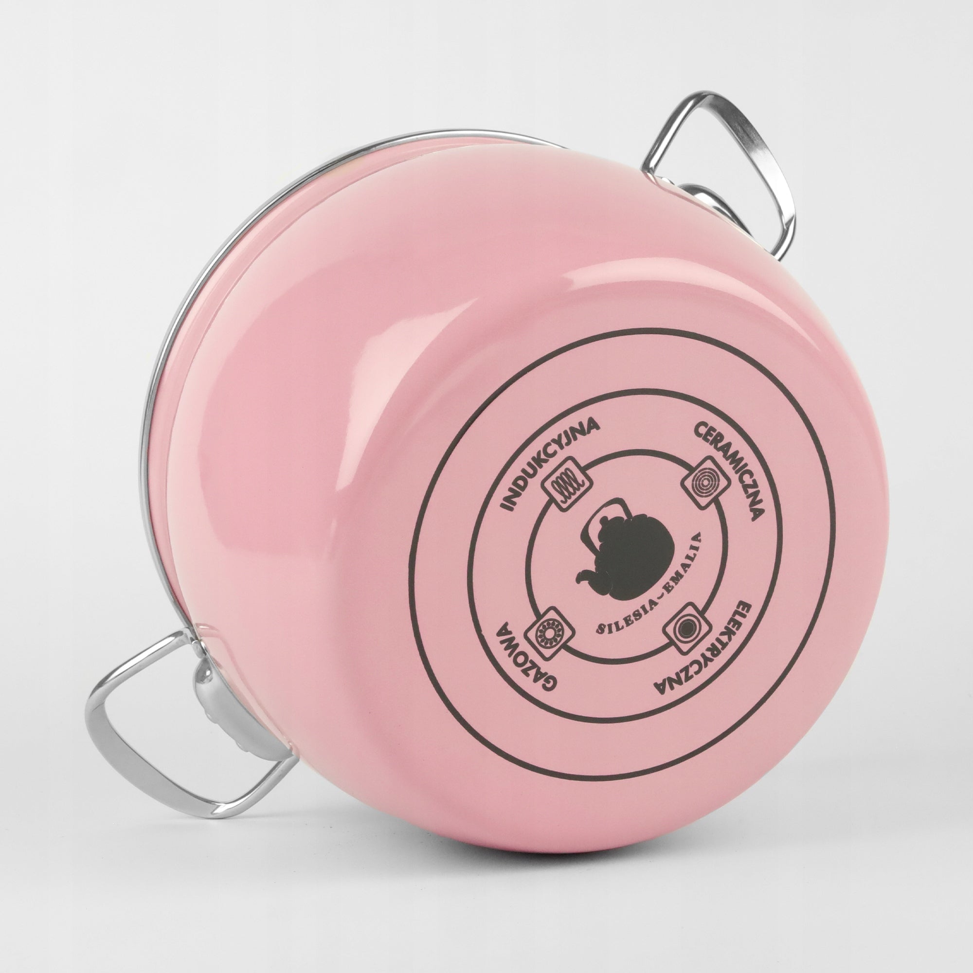 Traditional enamel pot 5L MARYNA pink INDUCTION GAS PINK ENAMEL Brand Silesia Emalia