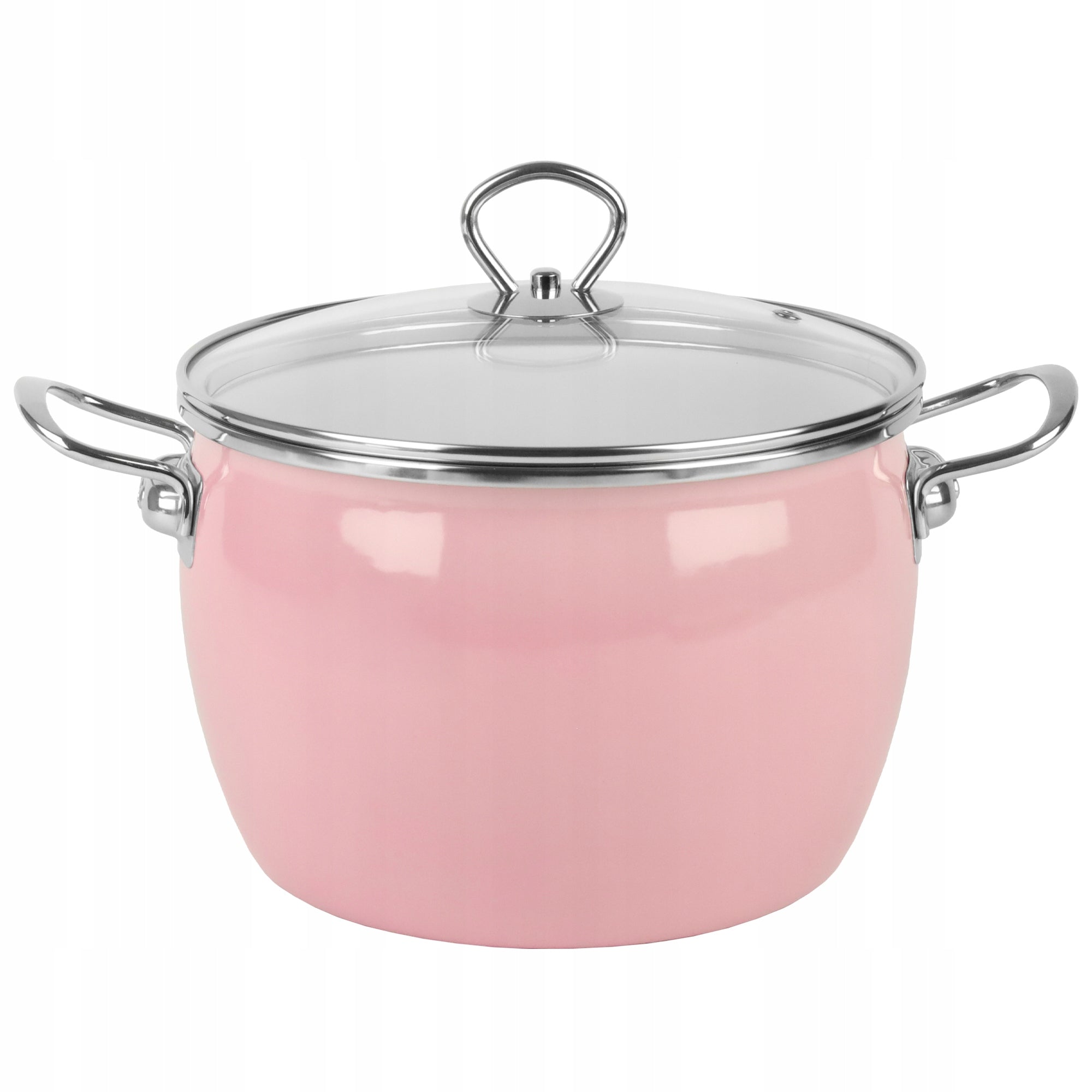 Traditional enamel pot 5L MARYNA pink INDUCTION GAS PINK ENAMEL