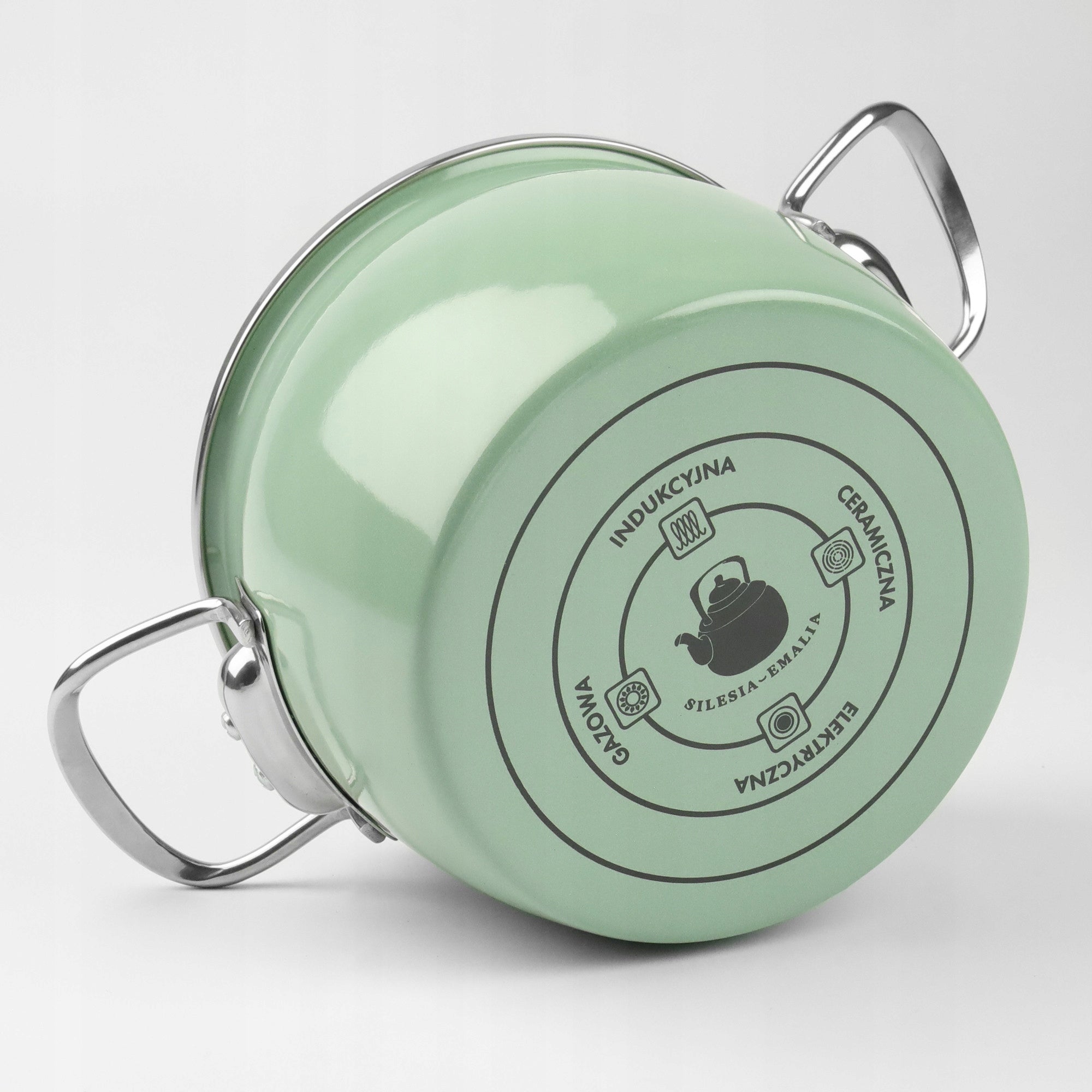 Traditional enamel pot MARYNA 5l celadon GAS INDUCTION SILESIA Manufacturer code 5905155021755