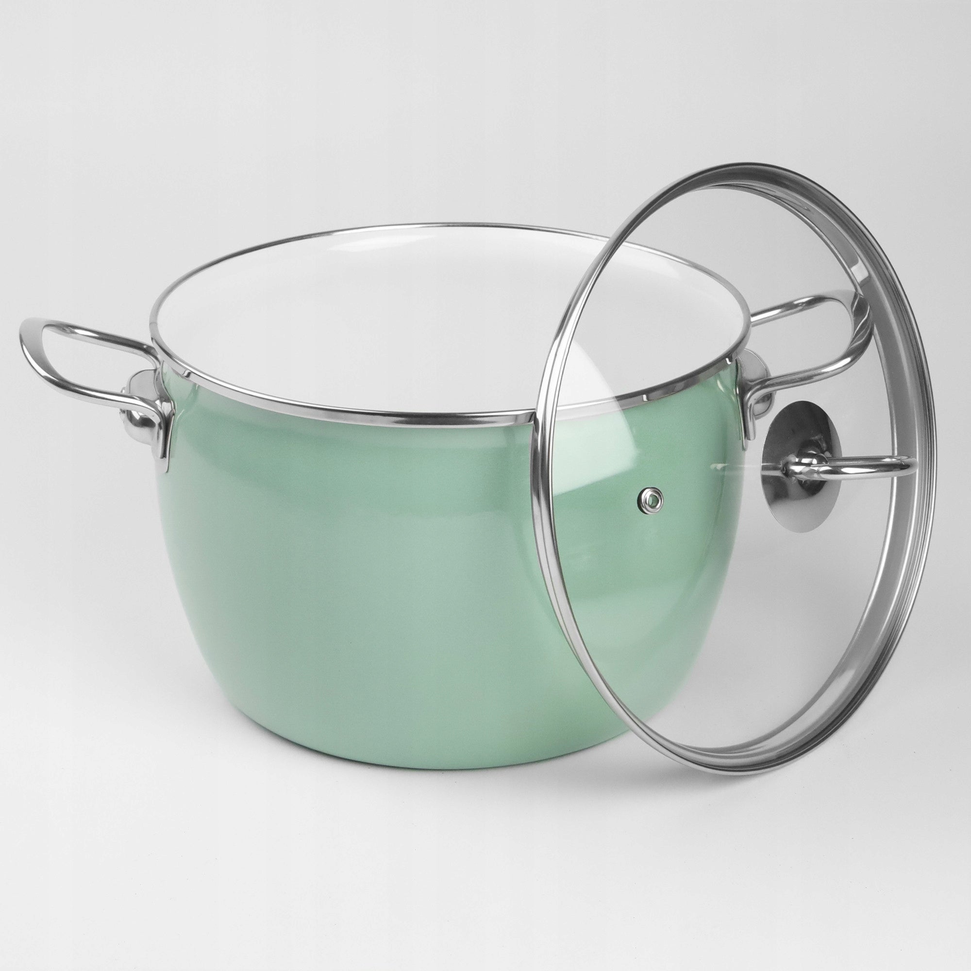 Traditional enamel pot MARYNA 5l celadon GAS INDUCTION SILESIA Packaging status original