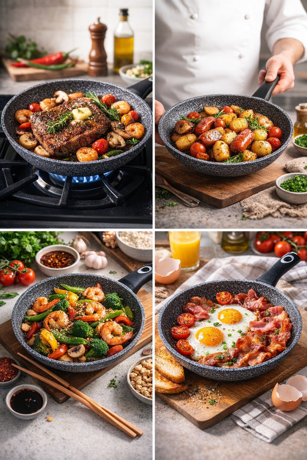 Traditional frying pan 28 cm granite Hoffner Elegance Packaging status original