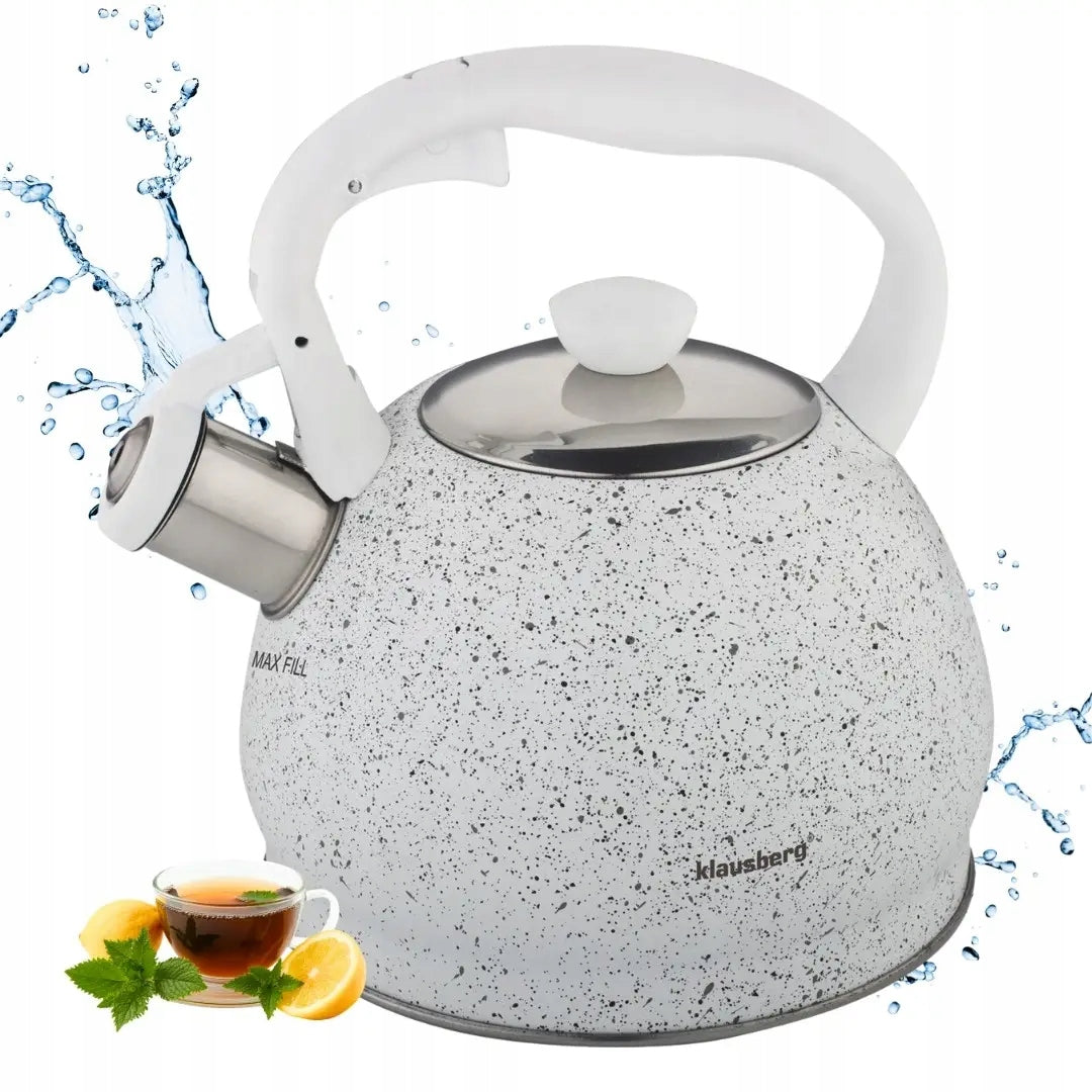 Traditional kettle 2l, white marble Klausberg