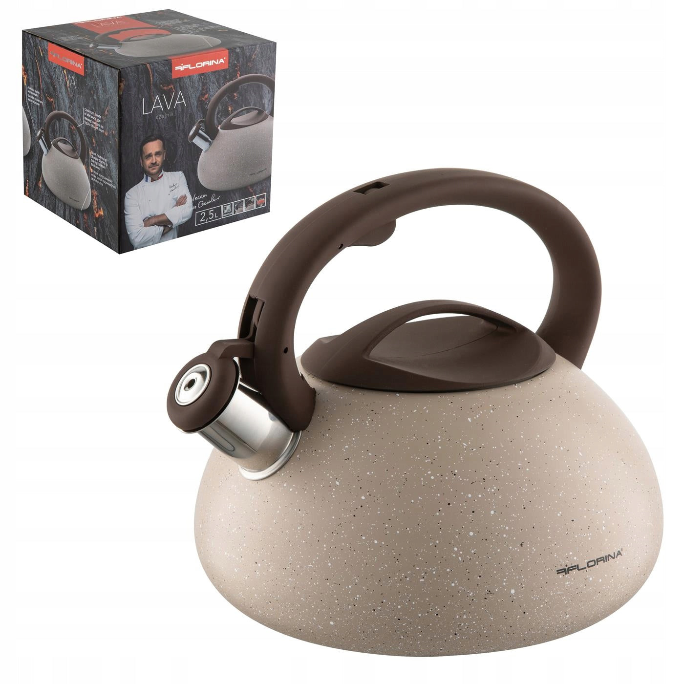 Traditional kettle Florina Lava 2,5L beige for induction and steel gas