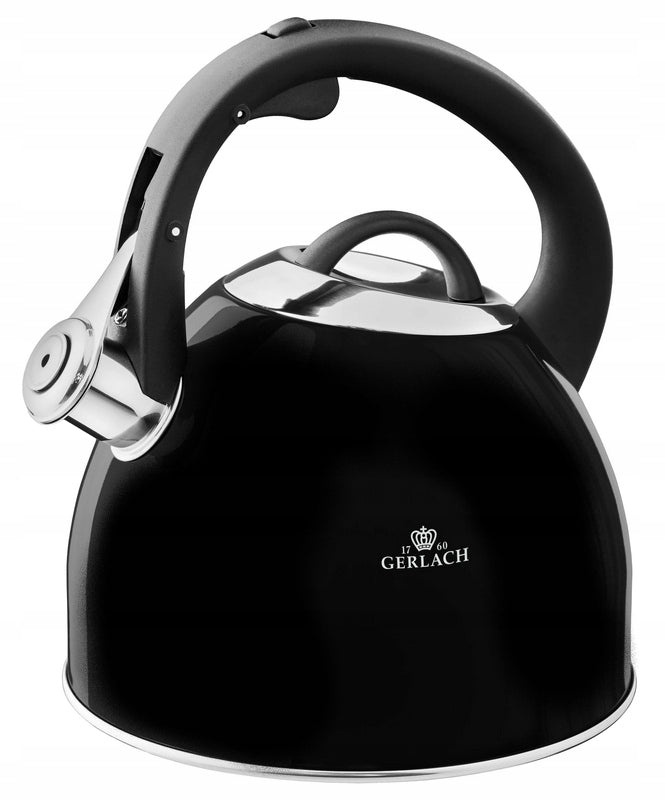 Traditional kettle Gerlach Solid 2,8 L with Whistle Steel Induction black