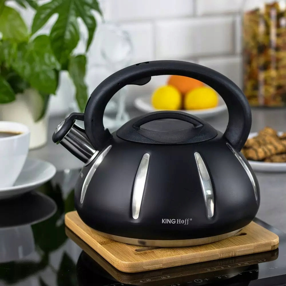 Traditional kettle with whistle 3L Induction GAS Black King Hoff Packaging status original