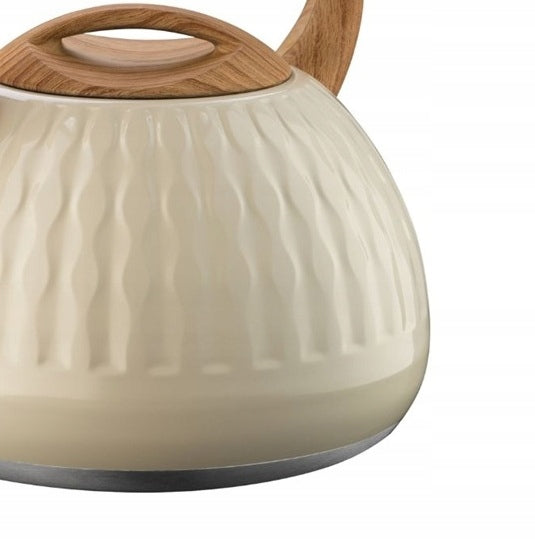 Traditional steel kettle with whistle 3l Yantar cream induction gas Brand Galicja
