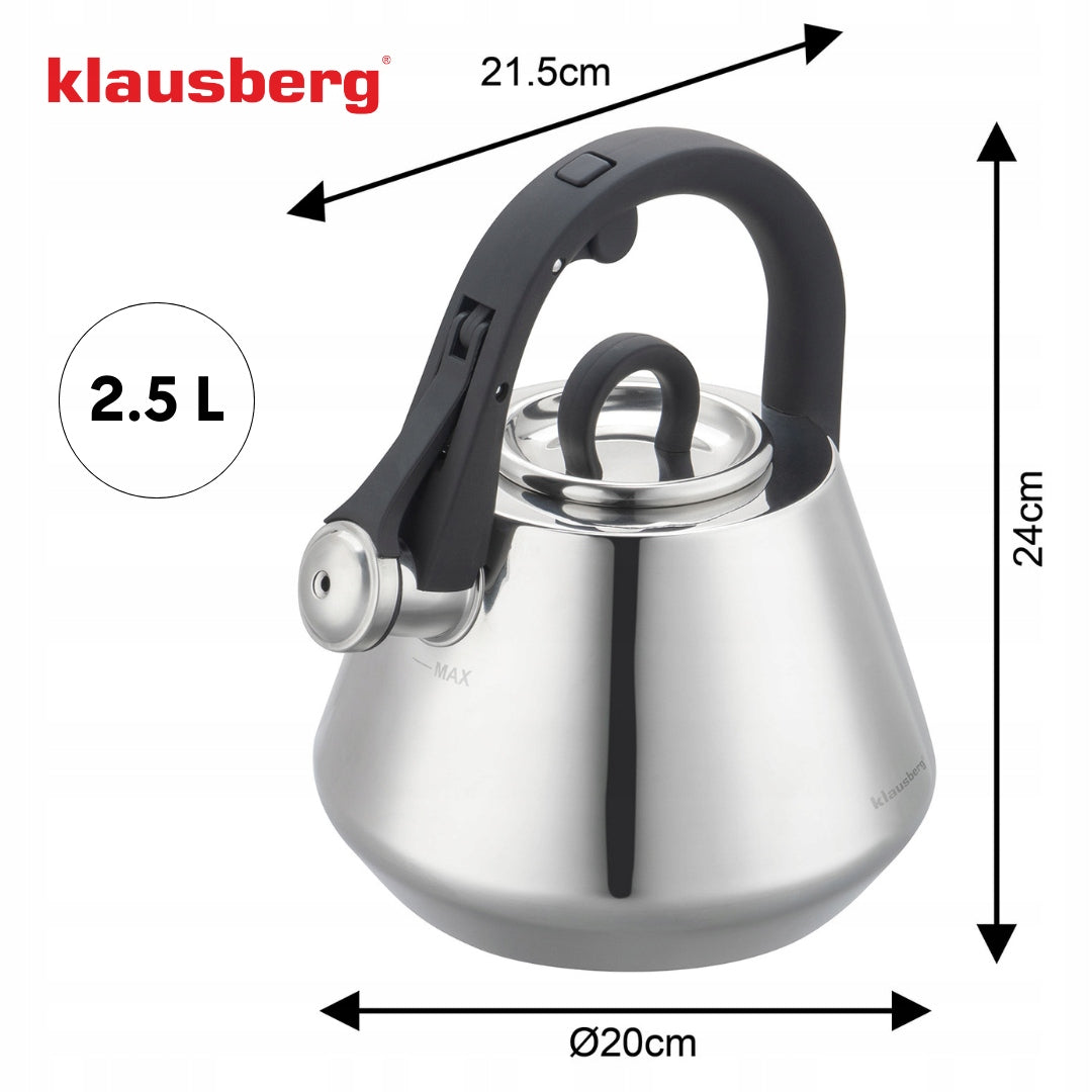 Traditional steel kettle with whistle gloss 2,5L for induction gas Manufacturer code KB-7947