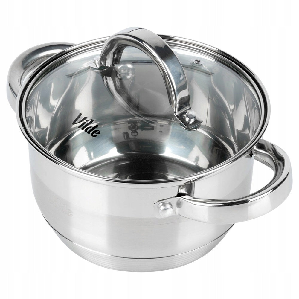 Traditional steel pot with lid for cooking stewing VILDE 16 cm 1,7L Manufacturer code 5900670107823