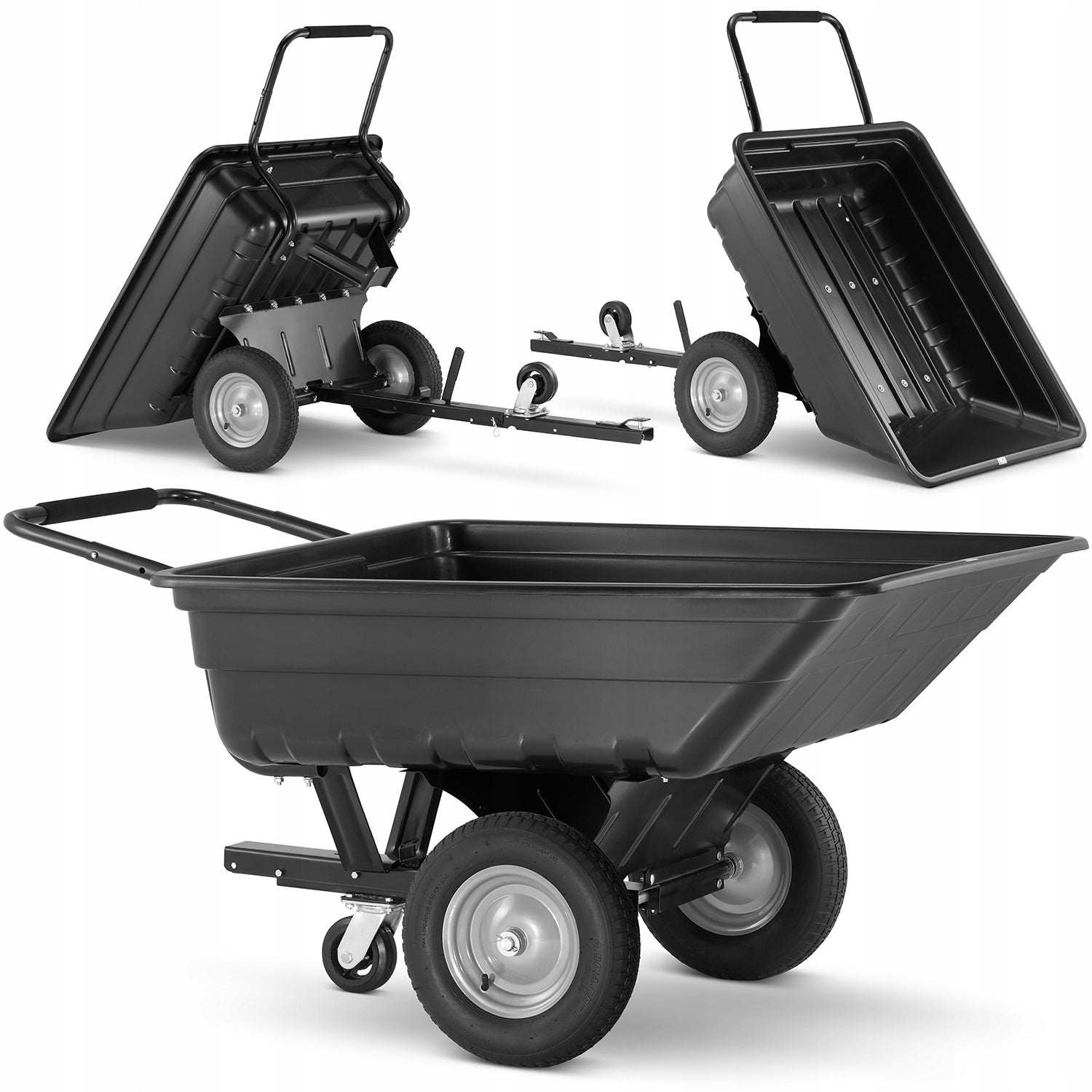 Trailer garden trailer wheelbarrow for tractor HIGHER 180L 210kg 3in1