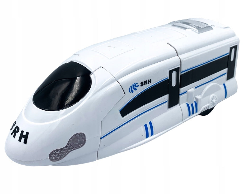 Train robot transforms lights rides pendolino glowing on batteries Brand For Fun
