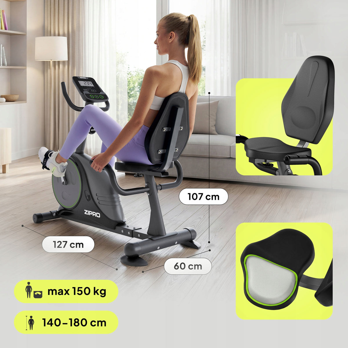 Training Bike Horizontal Magnetic Stationary Bike EASY - ZIPRO Brand Zipro