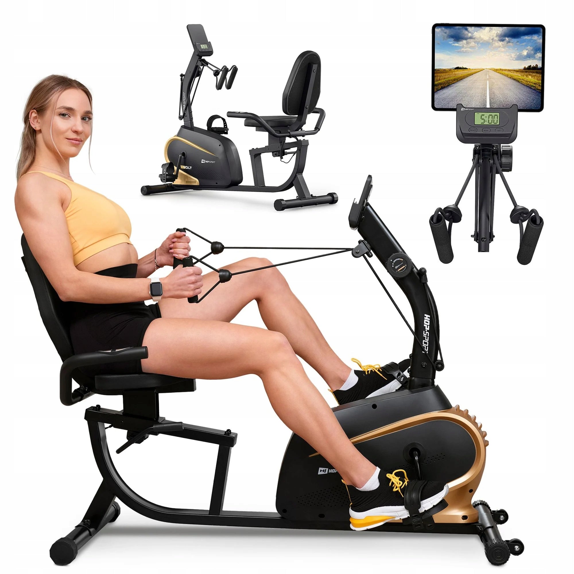 Training Bike Horizontal Reclining with Expanders Stationary Bike with Pulse