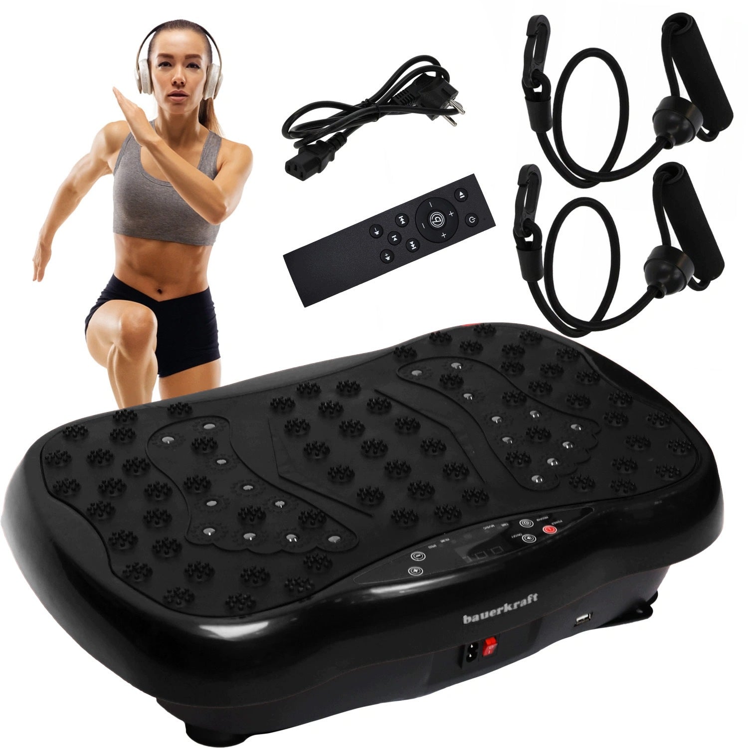 Training platform vibrating massager music Bauerkraft black