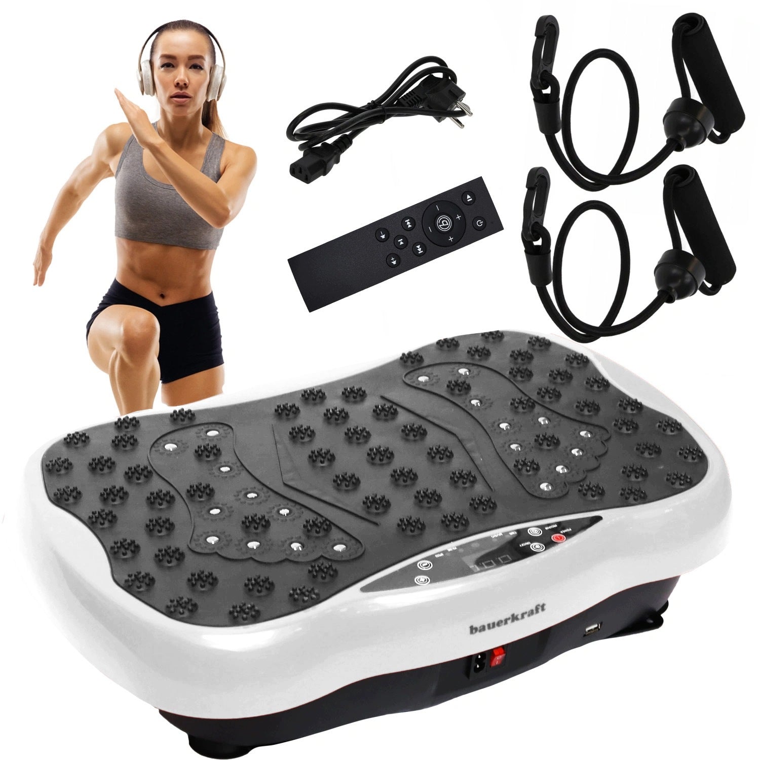 Training platform vibrating massager music Bauerkraft white