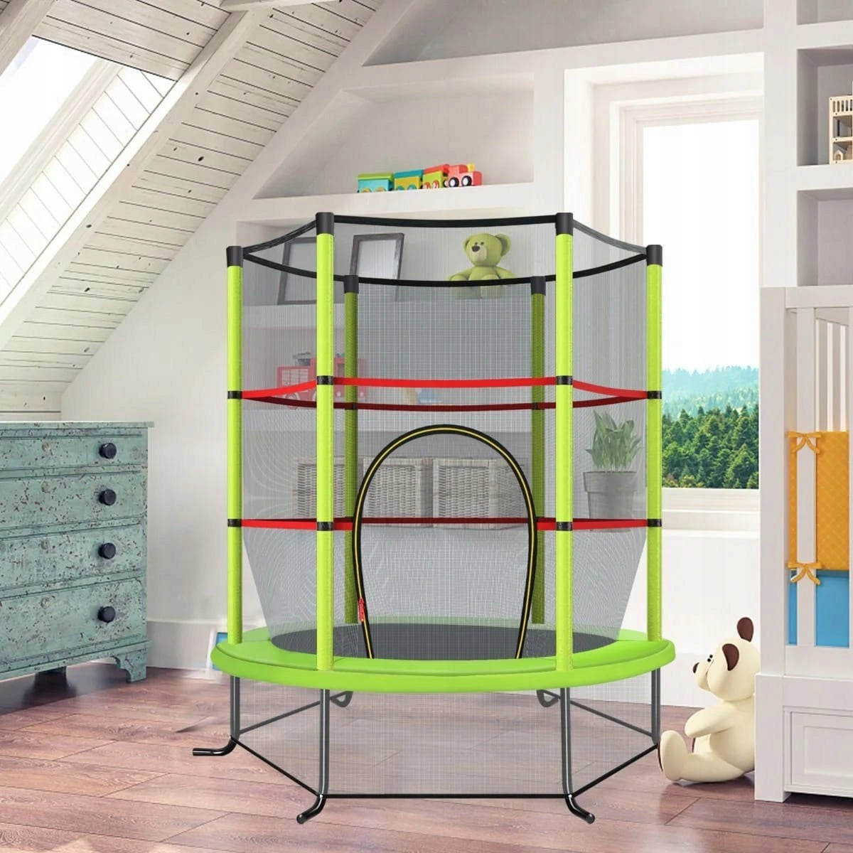 Trampoline with safety net 165 x 165 x 161 cm green Brand Costway