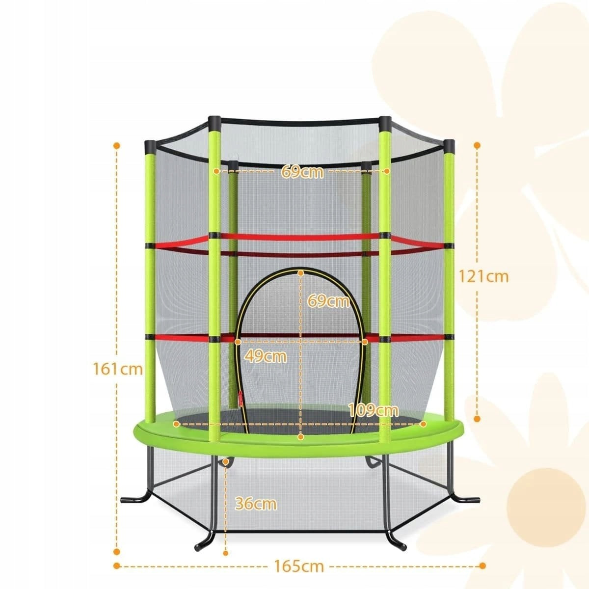 Trampoline with safety net 165 x 165 x 161 cm green Manufacturer code TW10113GN