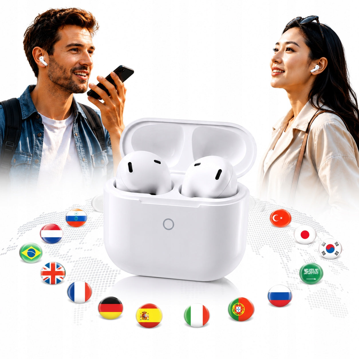 Translator Online HEADPHONES Intelligent Translator 144 LANGUAGES AI Wooask app