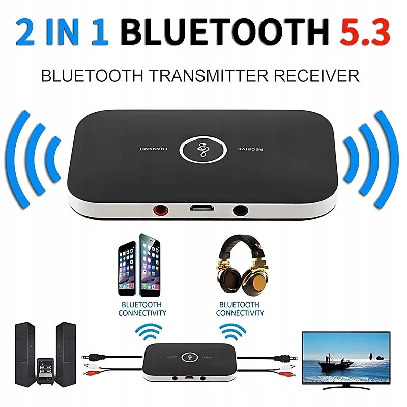 Transmitter Receiver BT 5.3 AUX Jack RCA USB Bluetooth Rechargeable