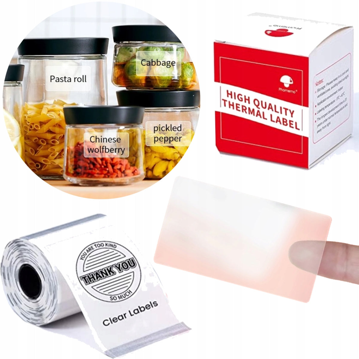 Transparent labels 40x30mm 230pcs Phomemo M110 M122 M220 M221
