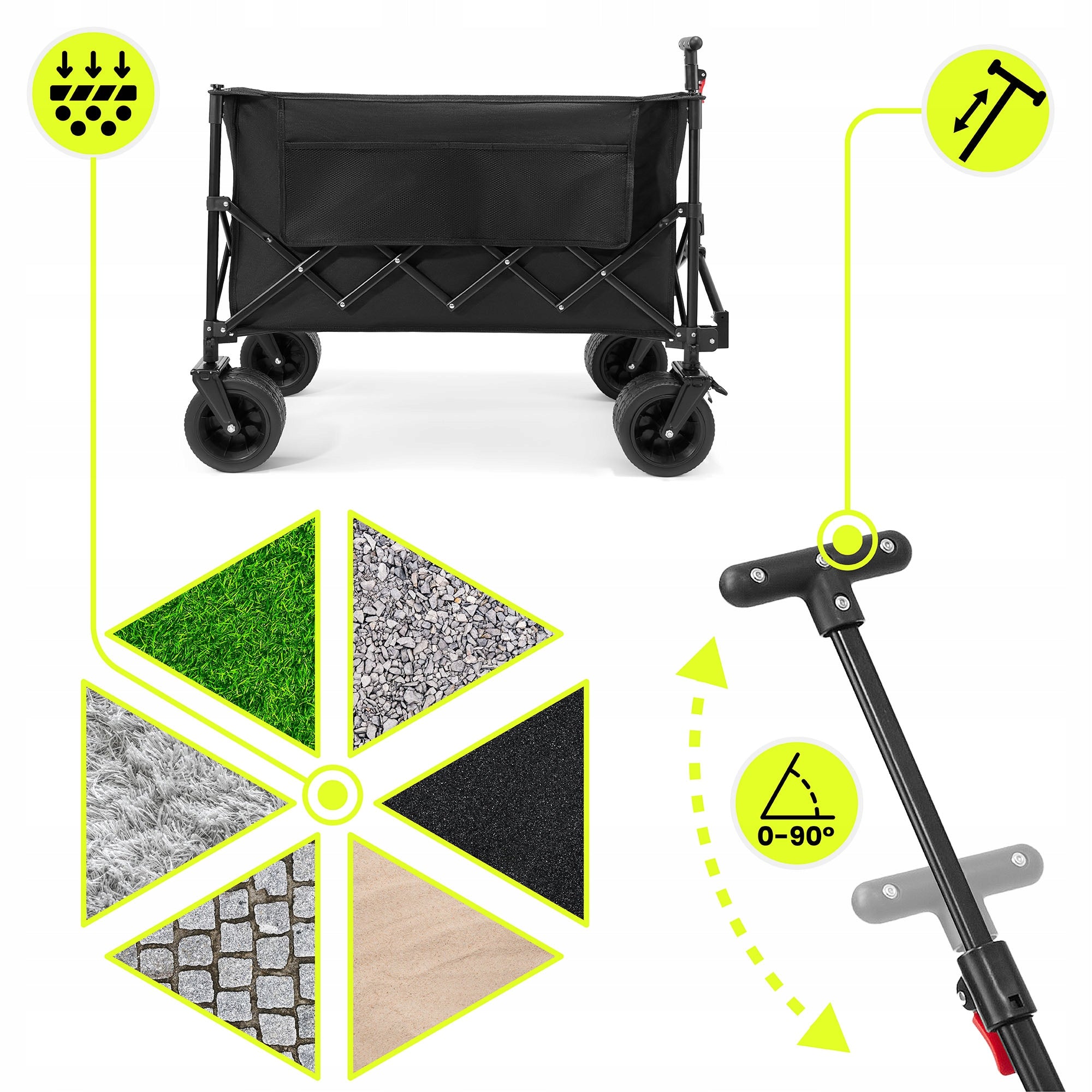 Transport Trolley Beach Tourist Folding Garden Trailer XL 200L Brand HyperMotion