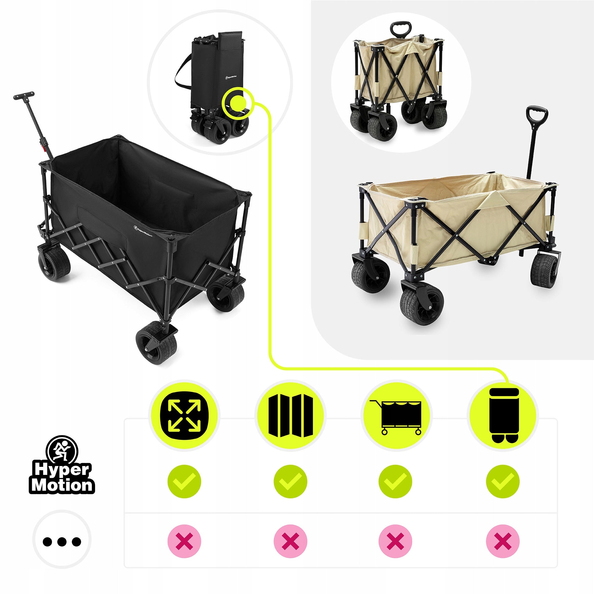 Transport Trolley Beach Tourist Folding Garden Trailer XL 200L Capacity 200 l