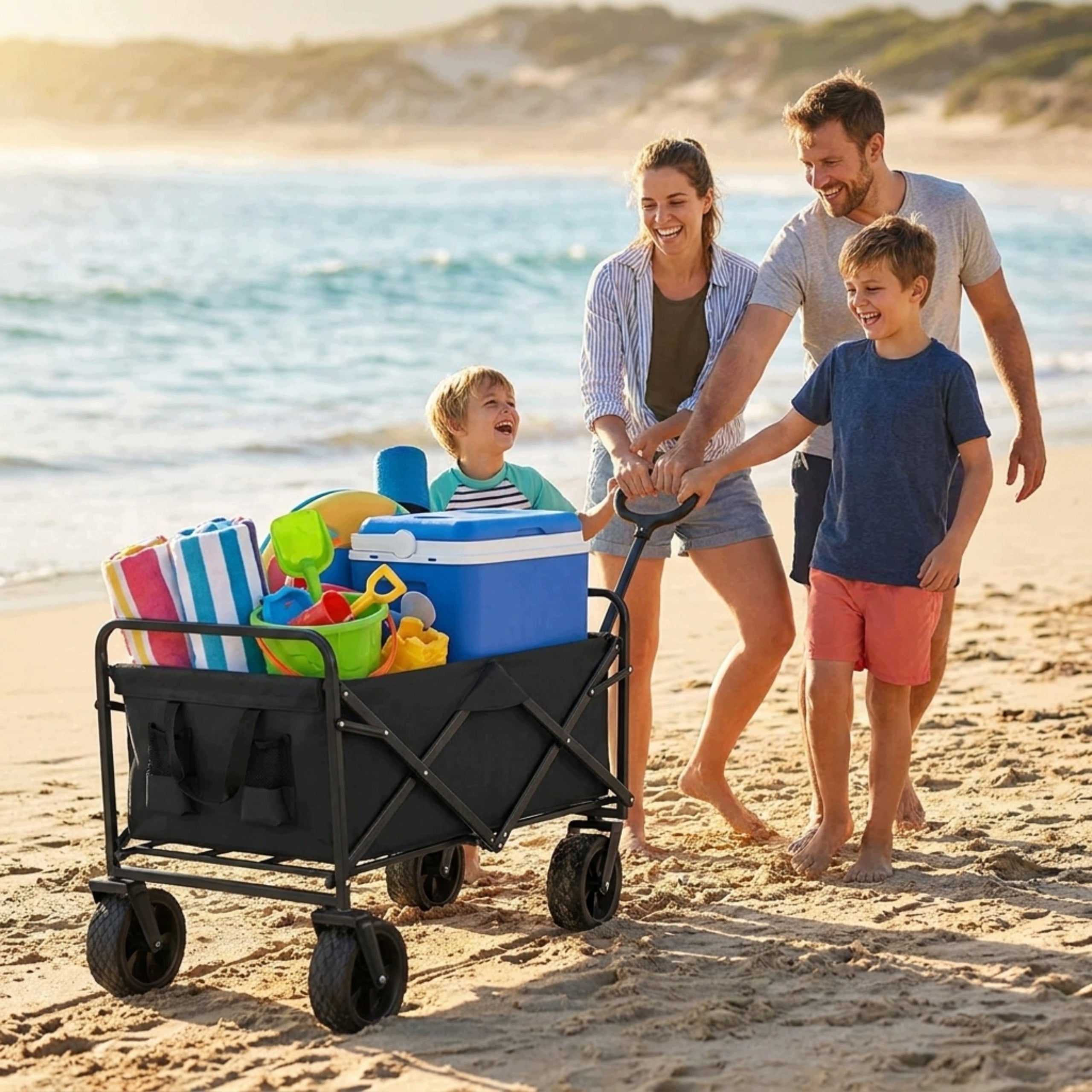 Transport Trolley Folding Bench Seat With Backrest Spacious Packaging status original