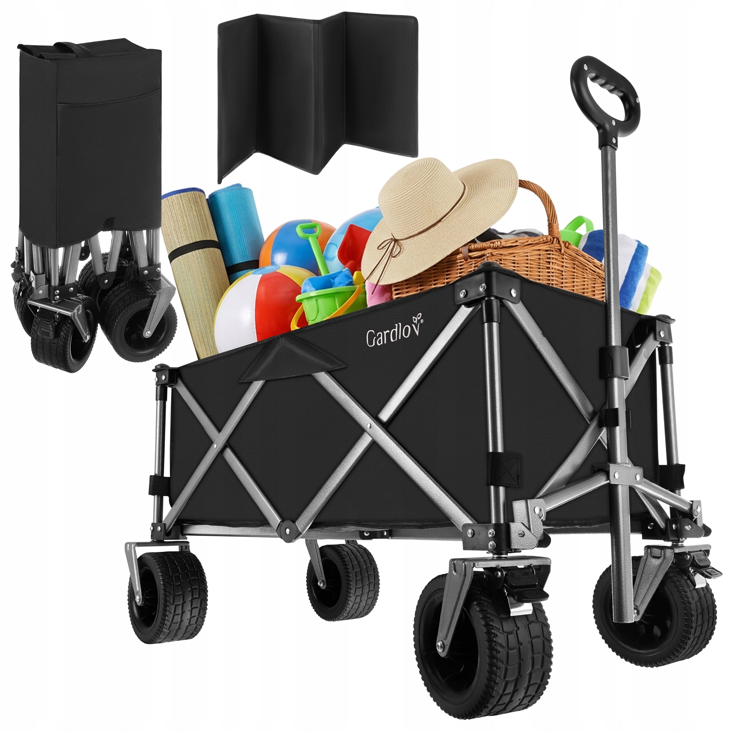 Transport Trolley Folding Garden Beach 200kg 150L Large Sand Wheels