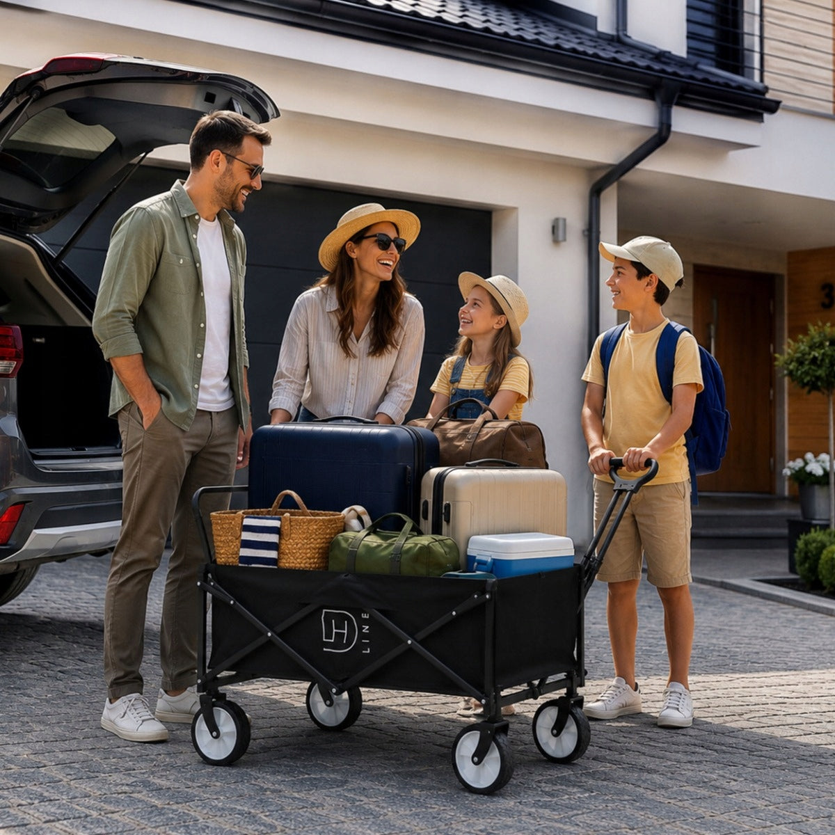 Transport Trolley Folding Garden Hiking Folding Wheels roomy 90L Kind trolley