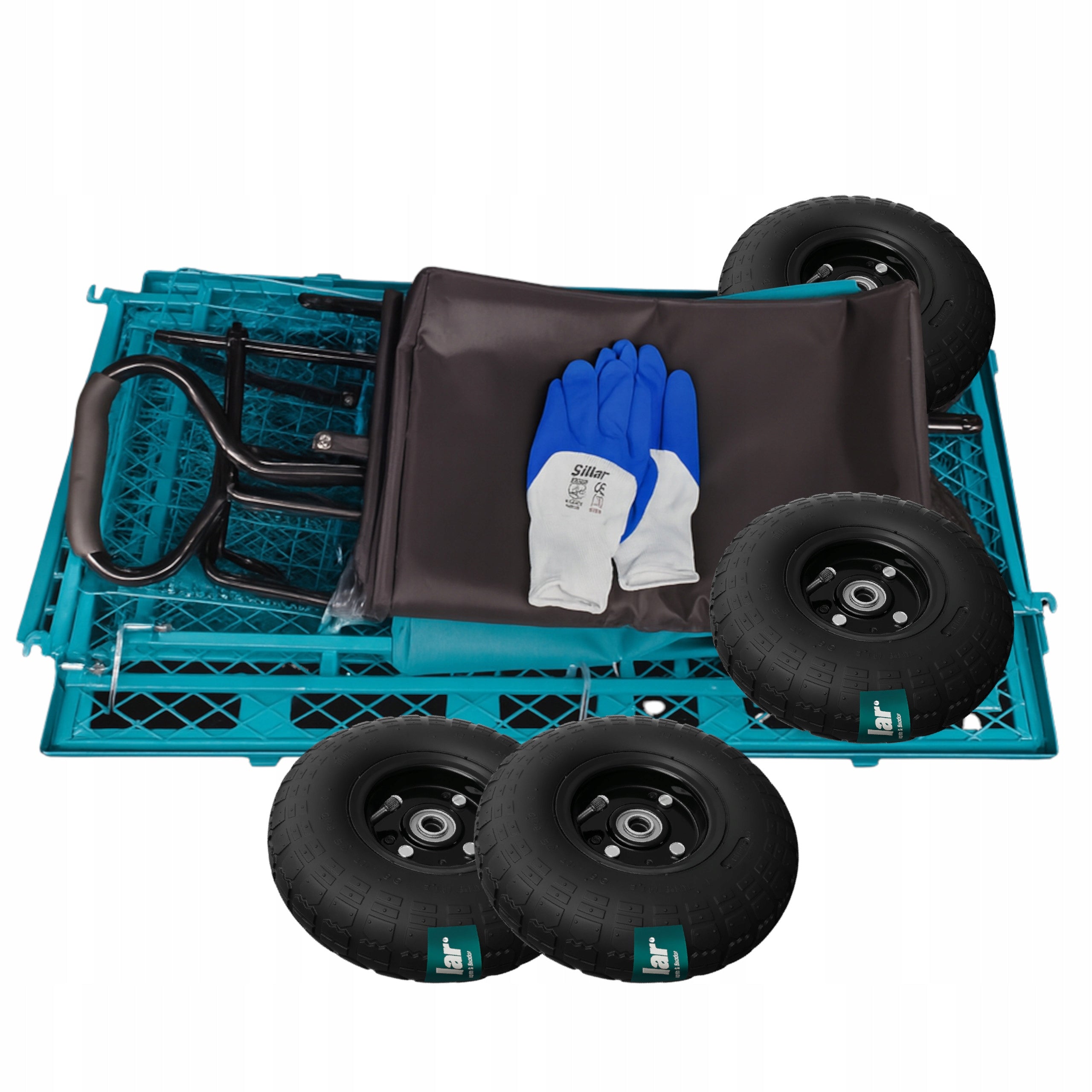 Transport garden trolley 2x tarpaulin insert trailer freebie gloves Packaging status original