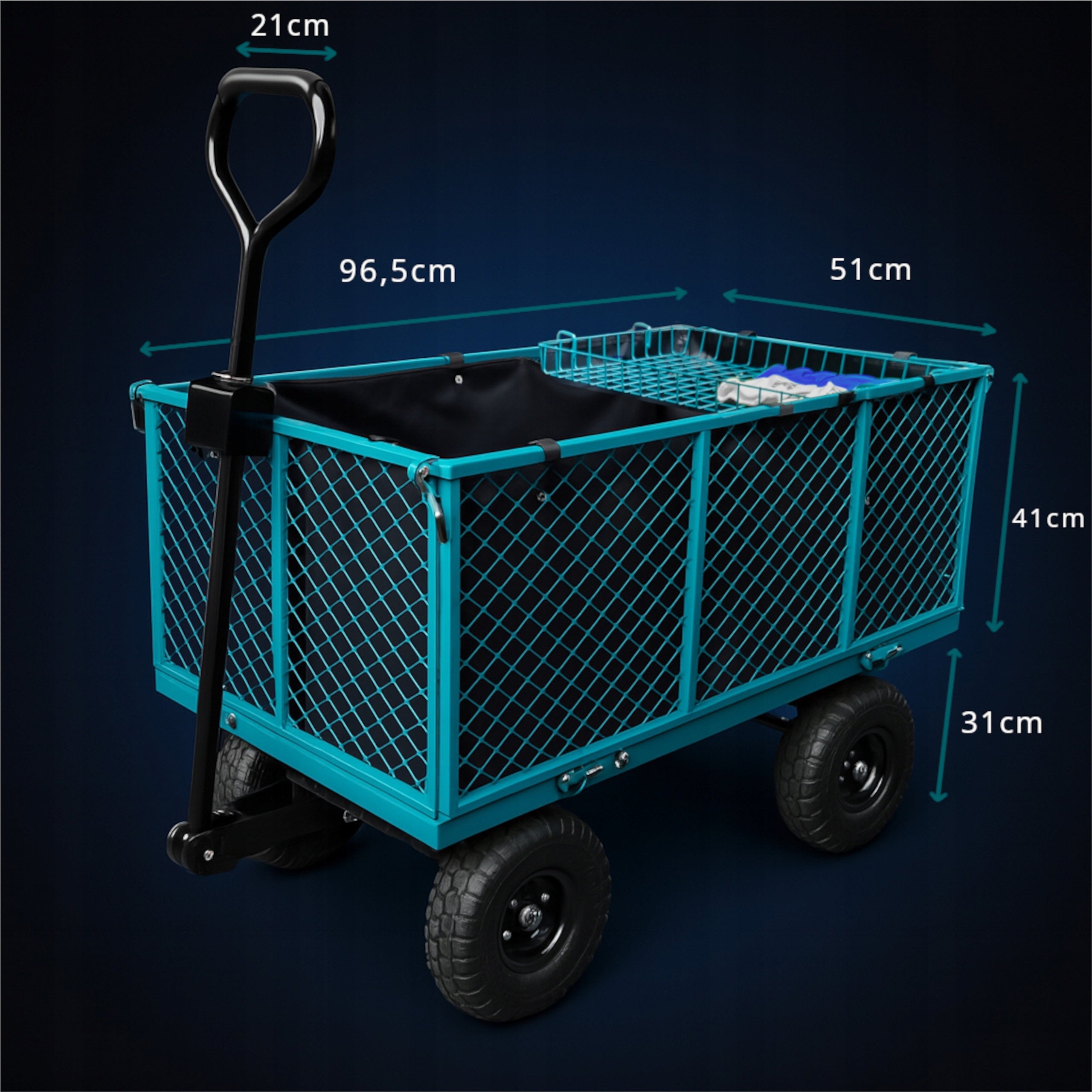 Transport garden trolley 2x tarpaulin insert trailer freebie gloves Wheels number 4