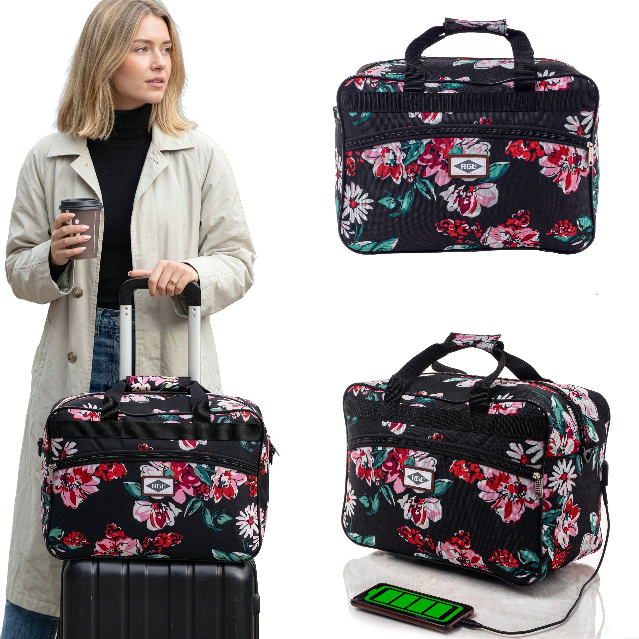 Travel Bag Hand Luggage Airplane 40x30x20 USB Port RYANAIR WIZZAIR