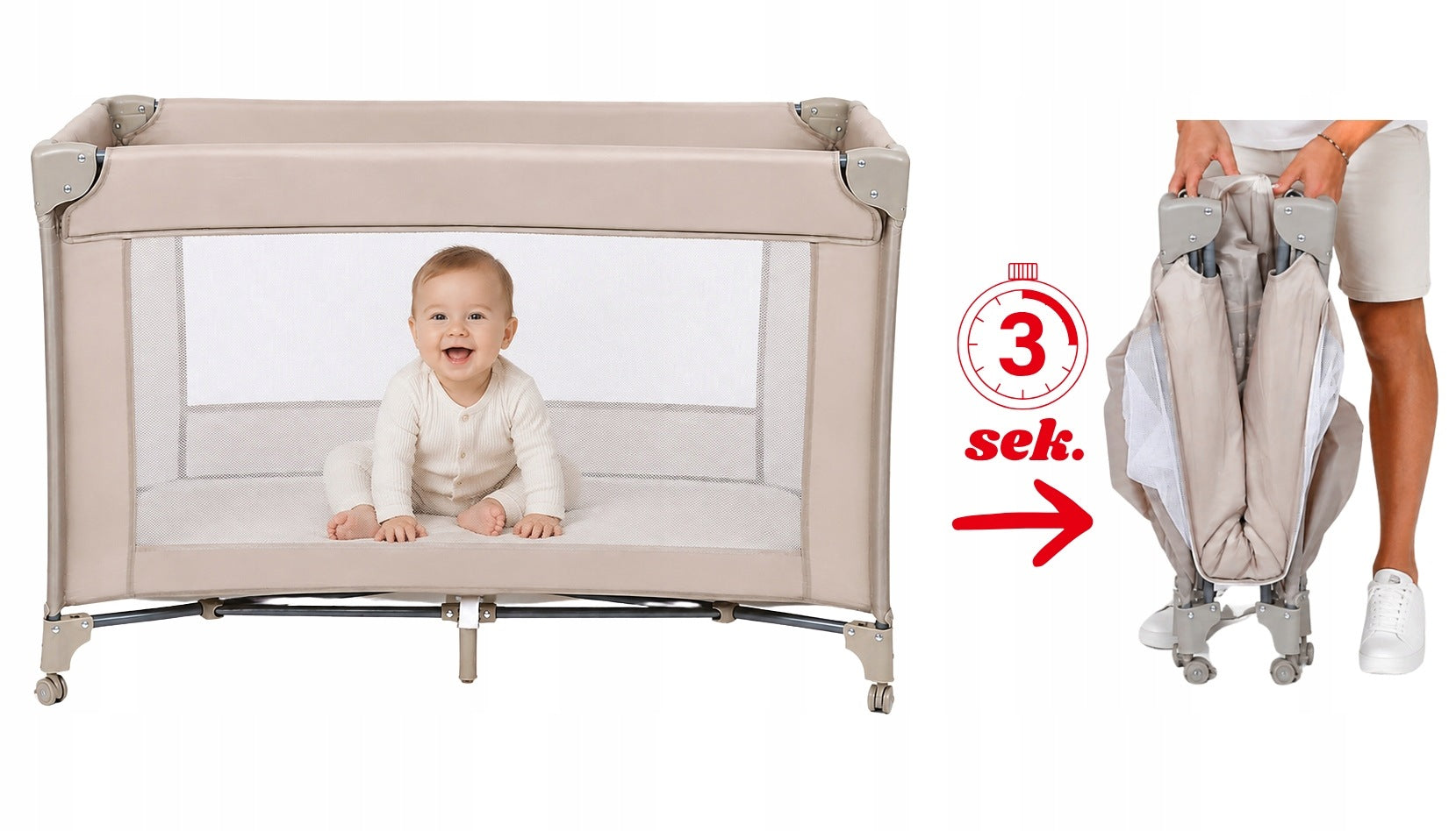 Travel Cot Baby Playpen with Folding Mattress + EASYGO BAG Medical device no