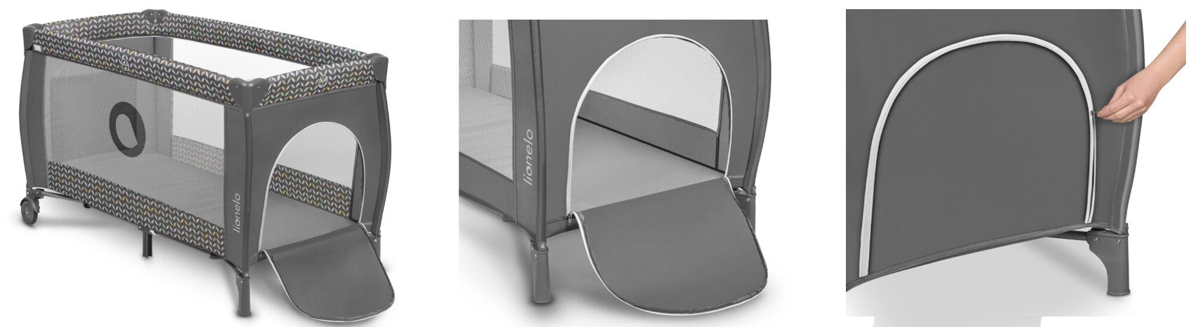 Travel Cot Playpen Lionelo SVEN PLUS 2 level Changing table GREY SCANDI Brand Lionelo