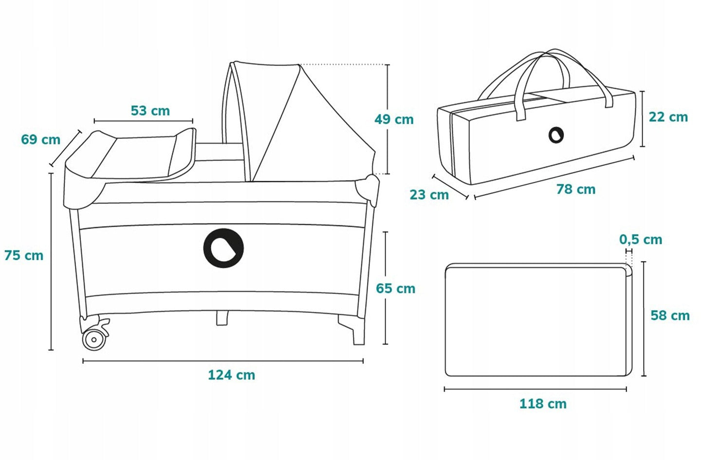 Travel Cot Playpen Lionelo SVEN PLUS 2 level Changing table GREY SCANDI Color gray
