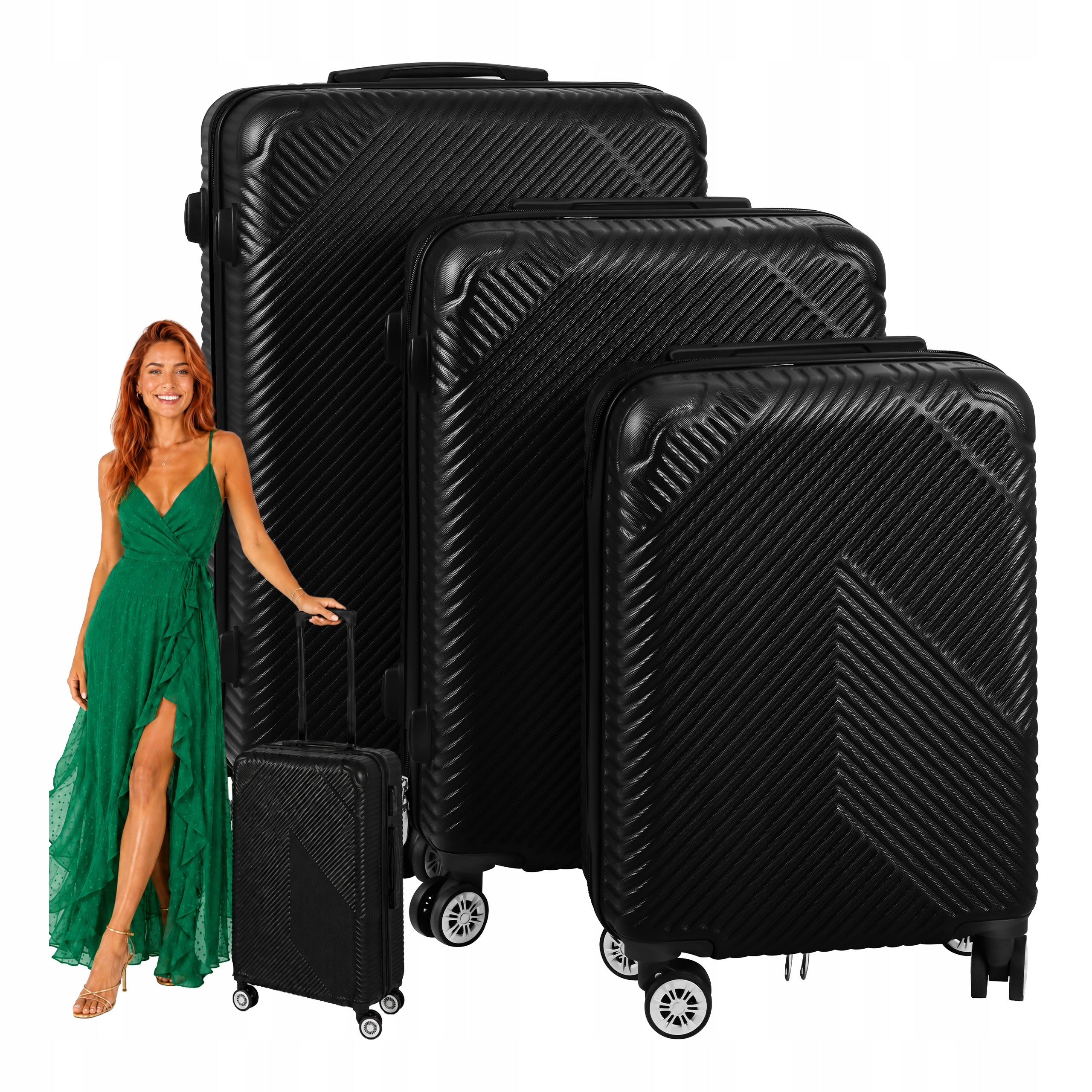 Travel Suitcase Set of Suitcases on Wheels 3in1 Large Medium Small Luggage