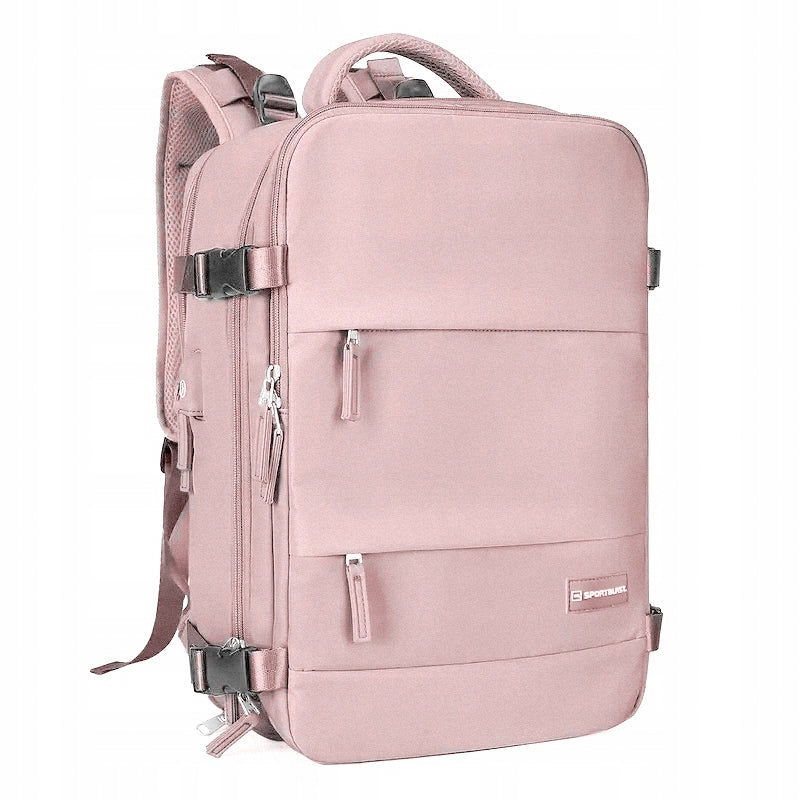 Travel backpack for airplane 40x25x20 USB HAND LUGGAGE RYANAIR WIZZAIR Manufacturer code Plecak różowy SB