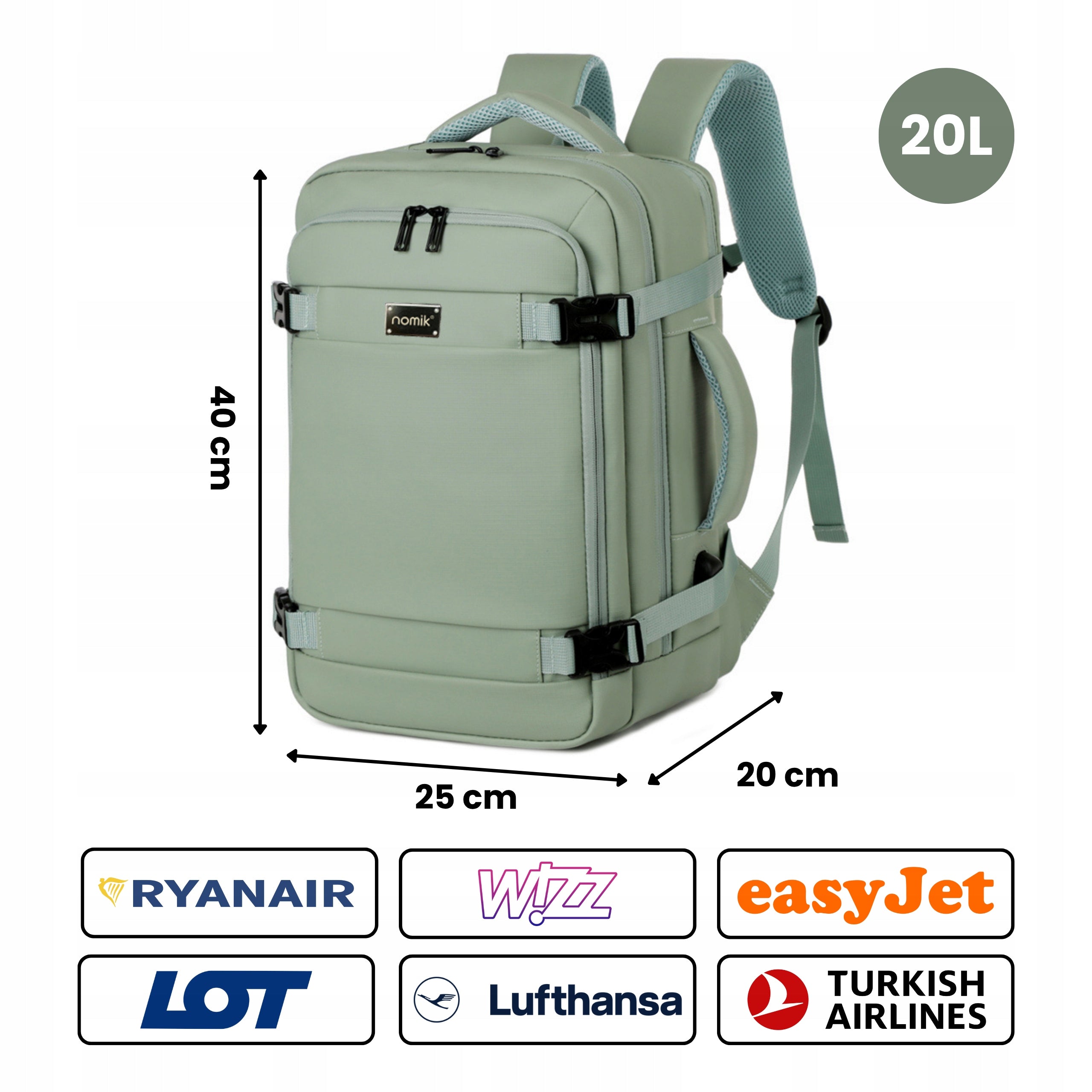 Travel backpack for airplane Ryanair 40x20x25 cabin hand luggage strong Packaging status original