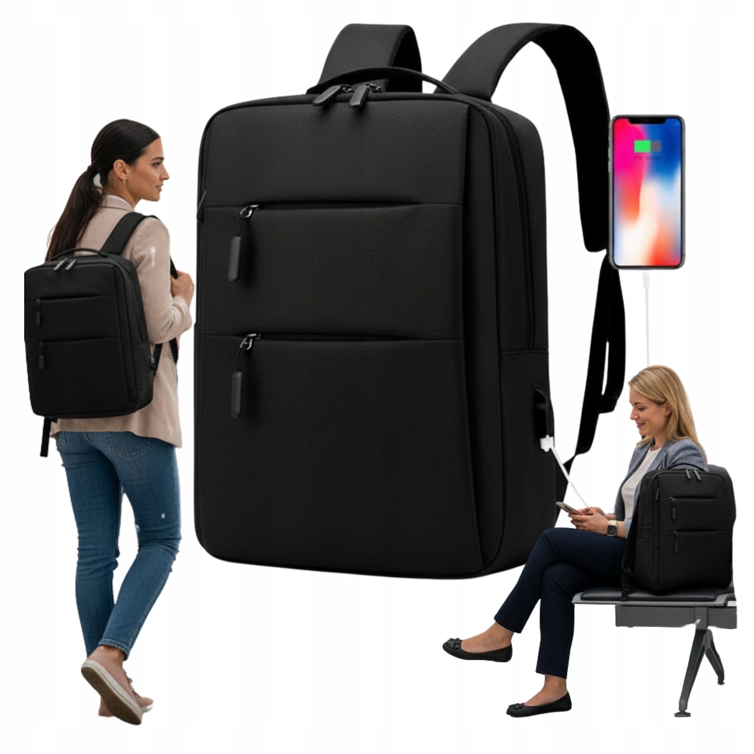 Travel backpack for airplane USB 40x30x14 Ryanair Wizzair tourist cabin