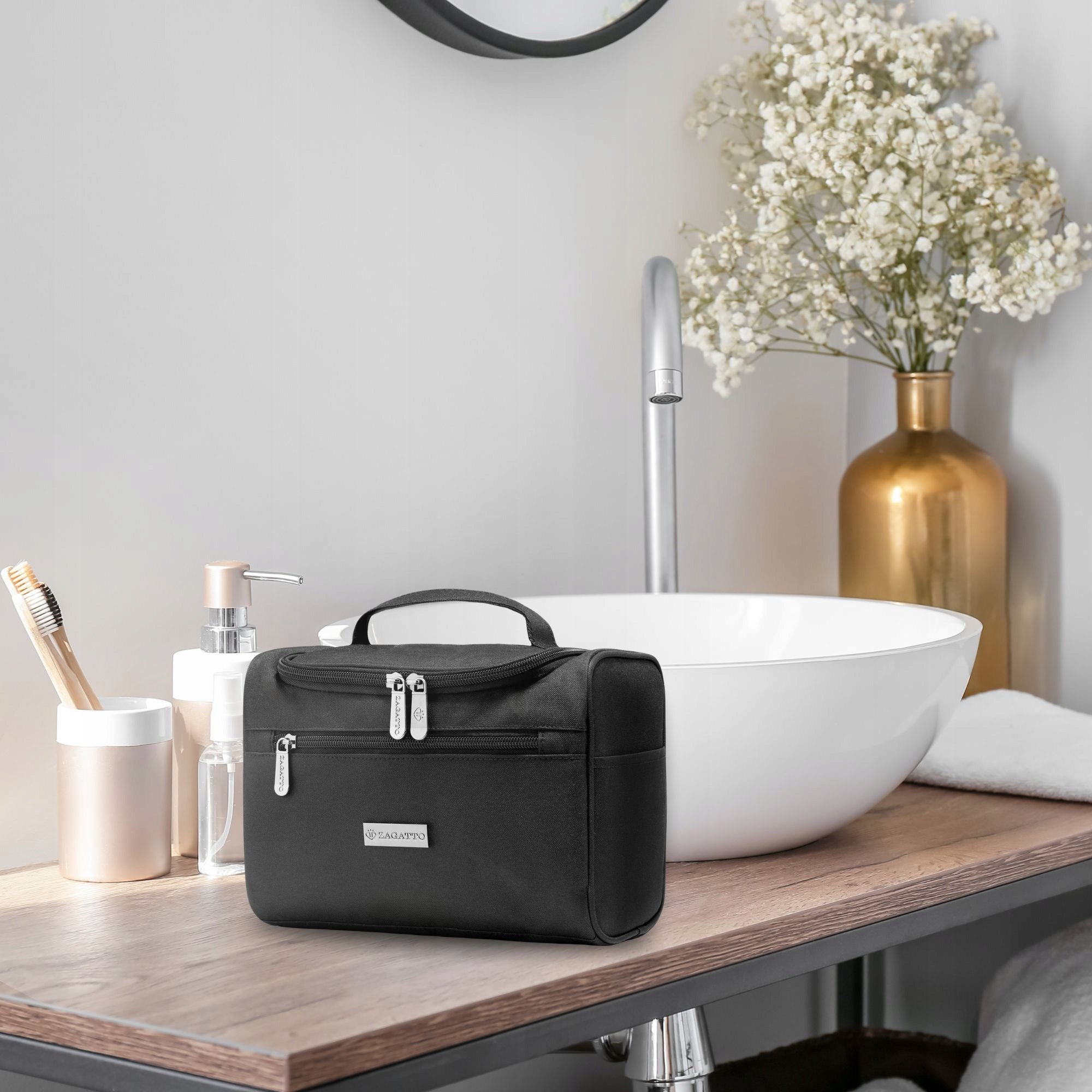 Travel cosmetic bag hanging roomy women's organizer black ZAGATTO Manufacturer code ZG908