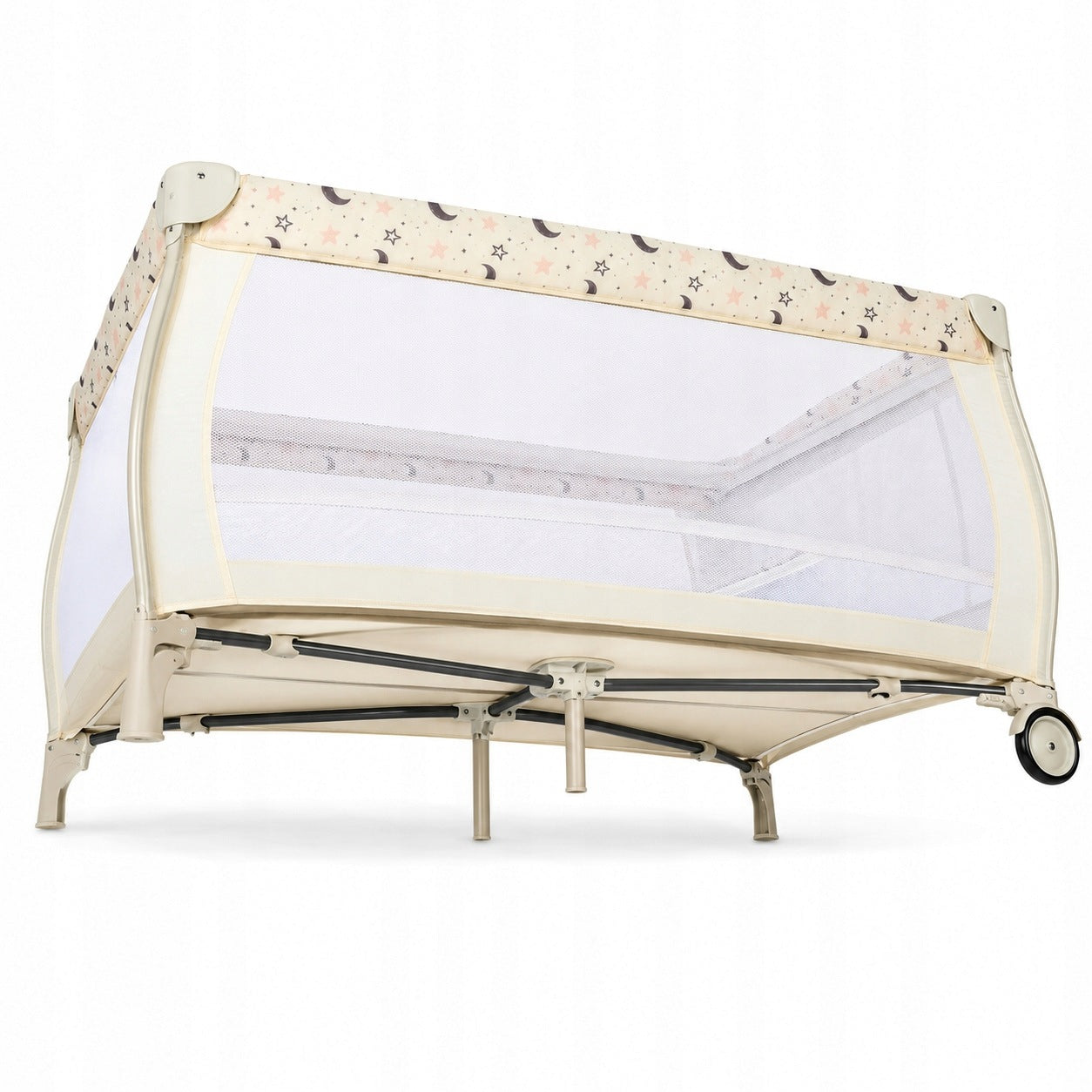 Travel cot 3in1 with changing table playpen wheels beige Costway Packaging status original