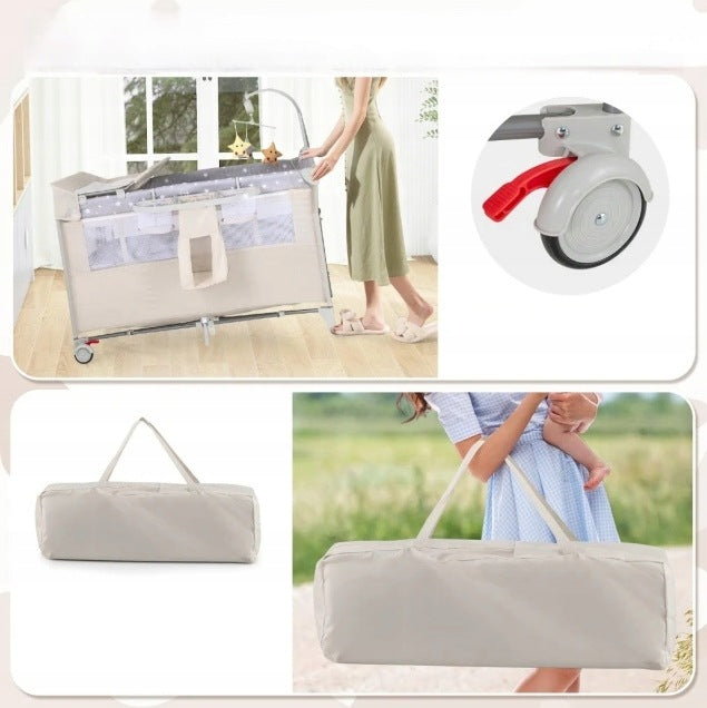 Travel cot 5in1 COSTWAY - beige, extra, with changing table Manufacturer code BE10041BE