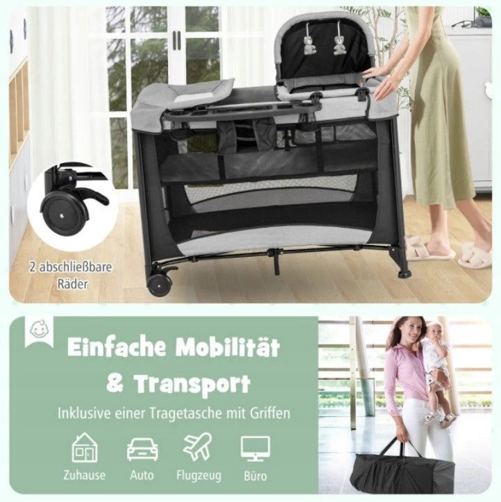 Travel cot 78 x 110 cm black Brand Costway