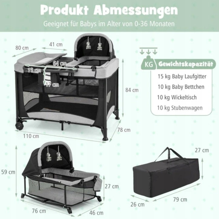 Travel cot 78 x 110 cm black Manufacturer code BC10250DE-DK
